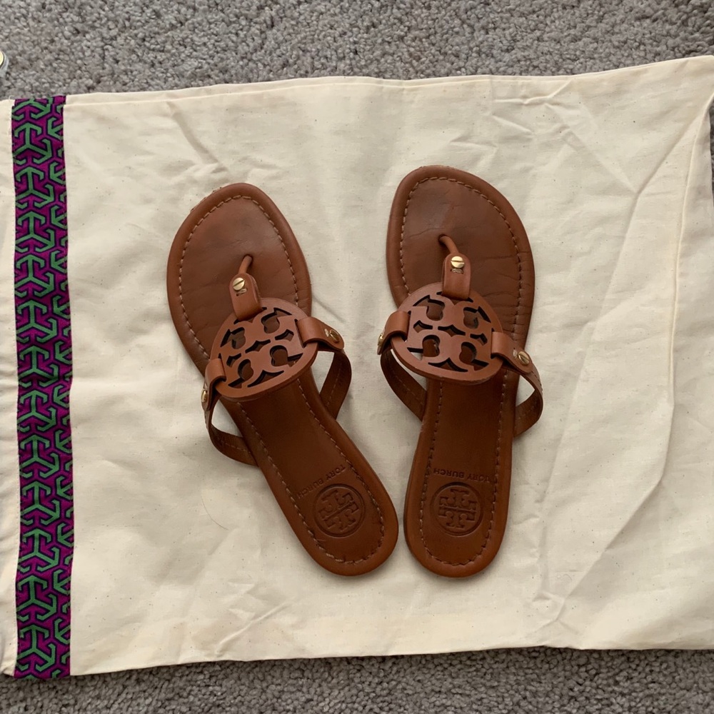 Tori Burch Miller Leather Flip Flops